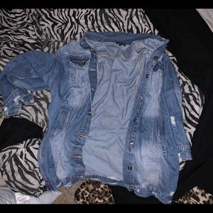 Oversized distressed jean jacket